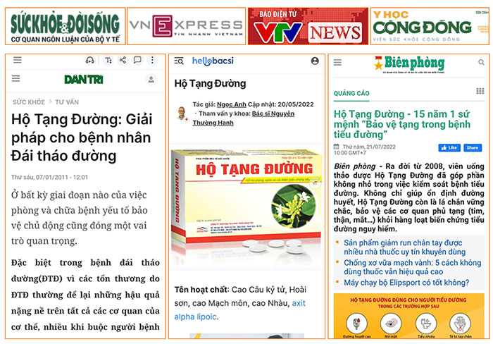 Nhiều trang báo lớn (Dân trí, Biên phòng, Sức khỏe & Đời sống…) đưa tin về Hộ Tạng Đường
